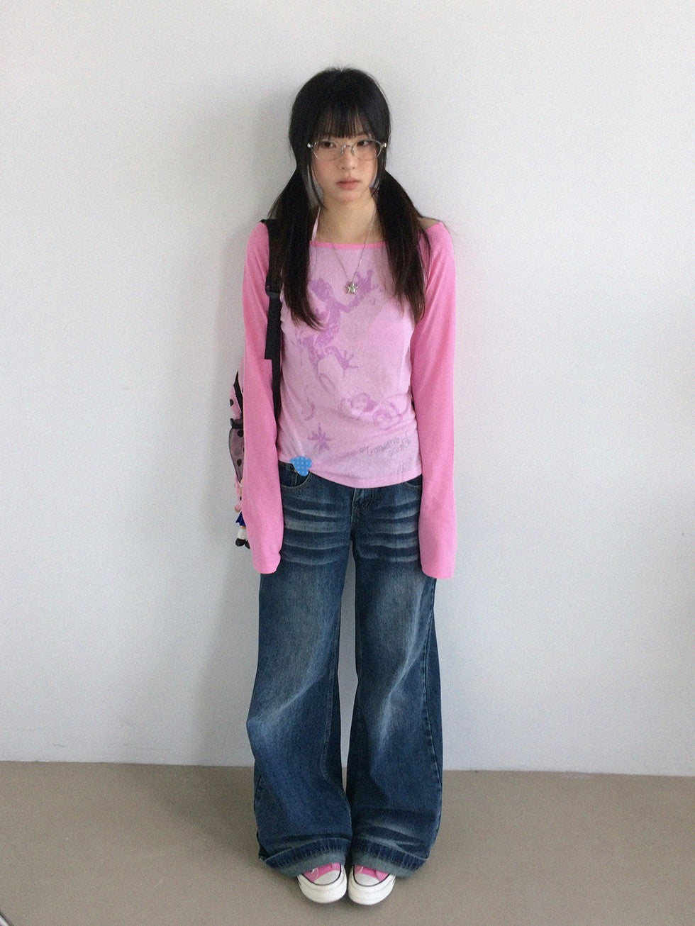 innomoood Gecko Print Color Block Raglan Sleeve Women&