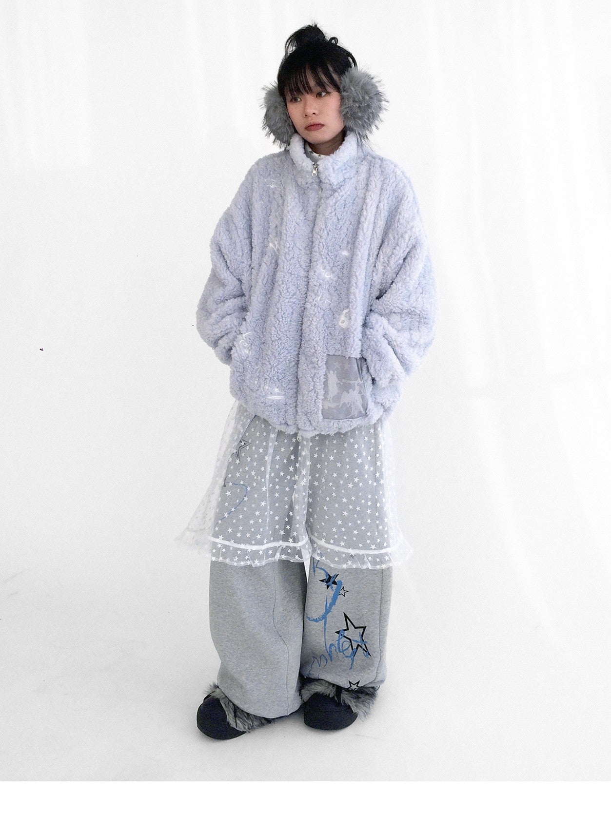 innomoood Glacier Blue Embroidered Printed Applique Women&
