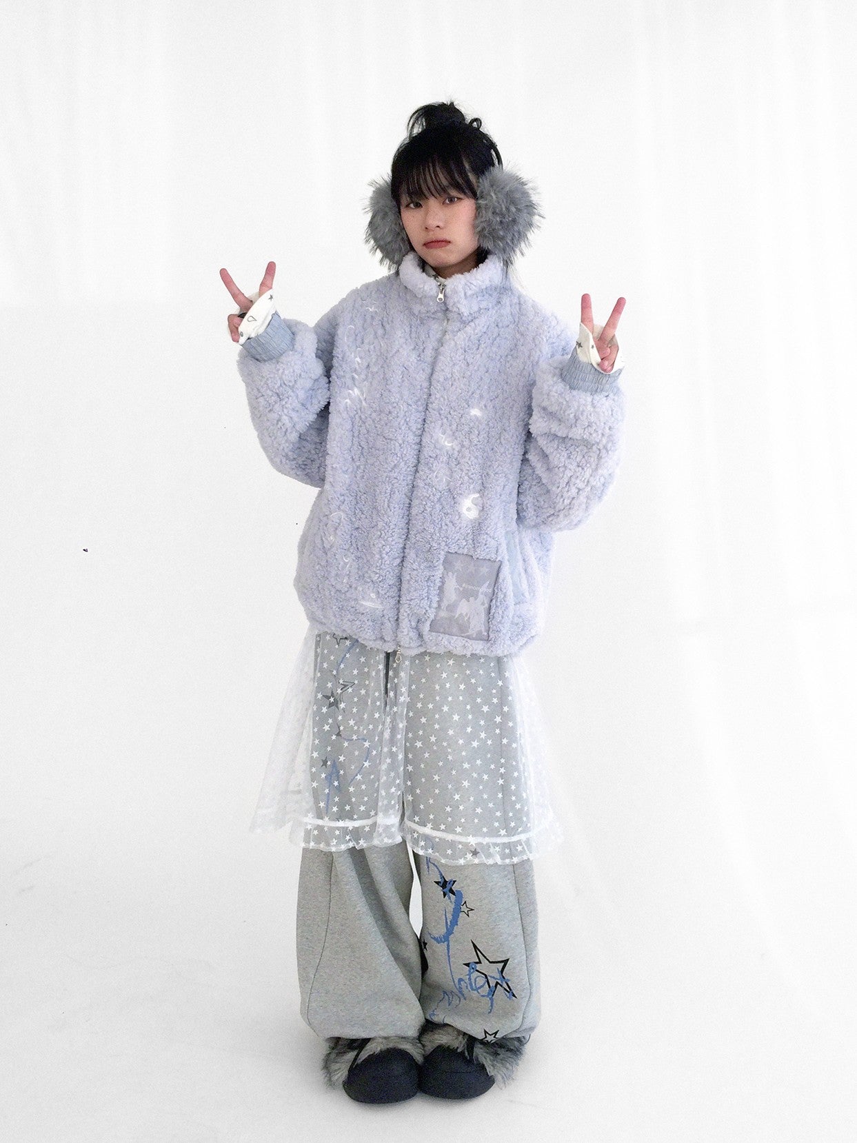 innomoood Glacier Blue Embroidered Printed Applique Women&