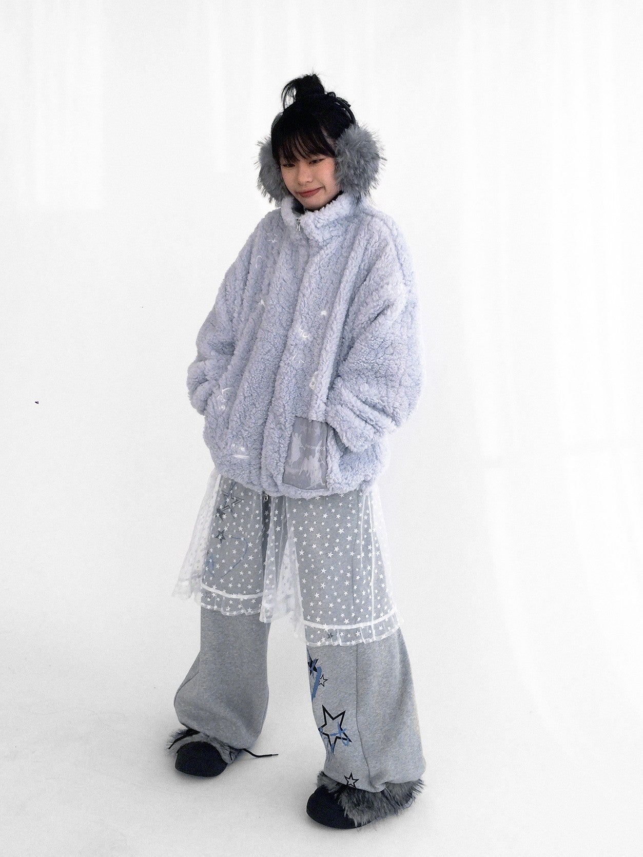 innomoood Glacier Blue Embroidered Printed Applique Women&
