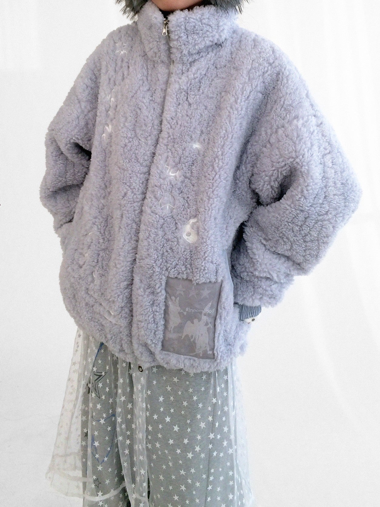 innomoood Glacier Blue Embroidered Printed Applique Women&