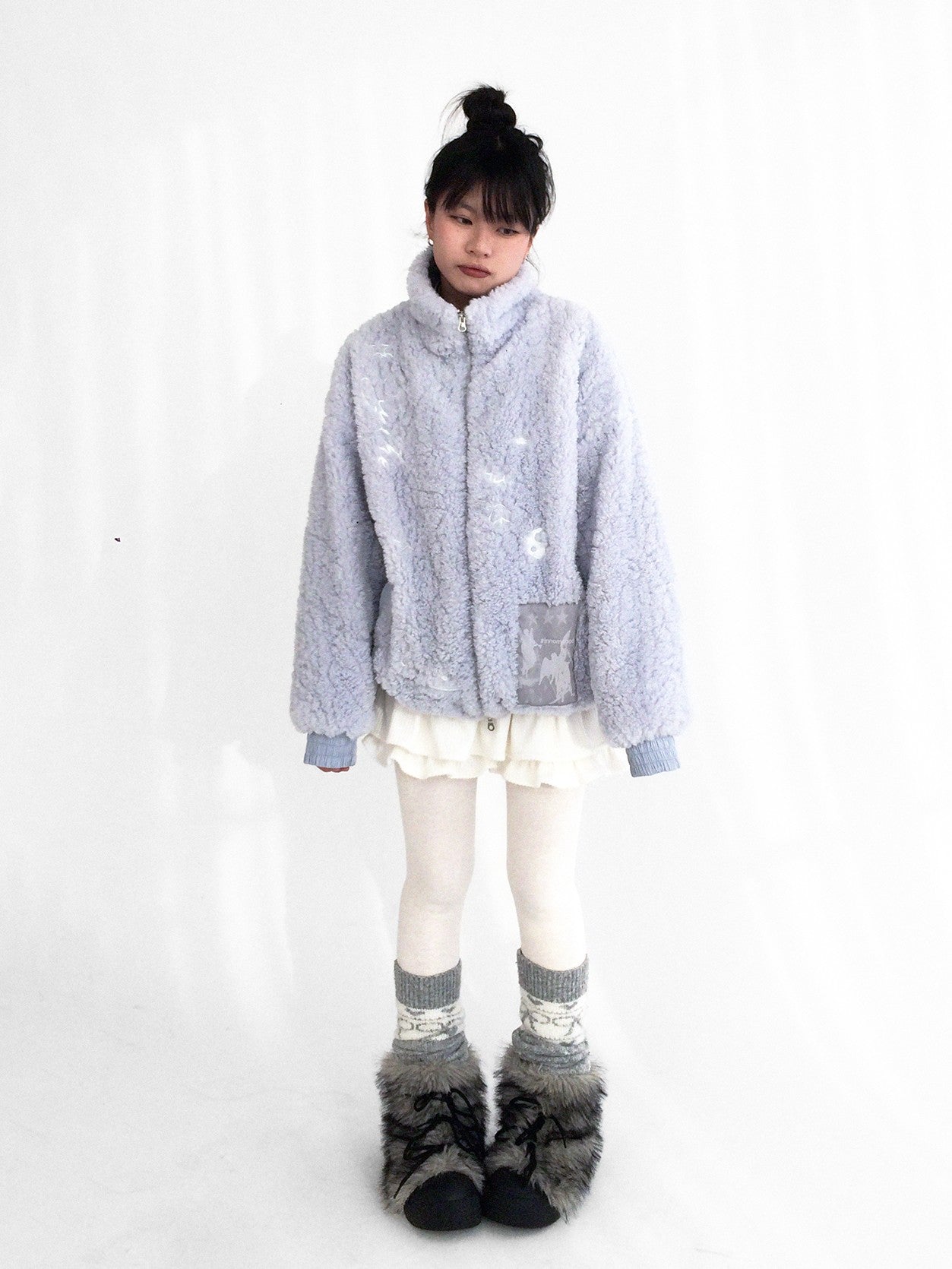 innomoood Glacier Blue Embroidered Printed Applique Women&