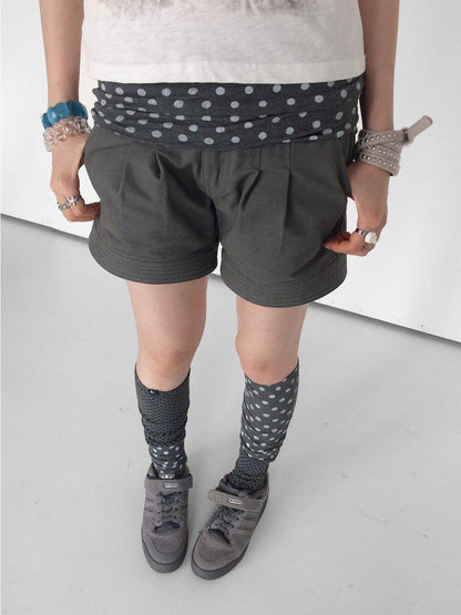 innomoood Gray Blue Polka Dot Patchwork Slouchy Women&