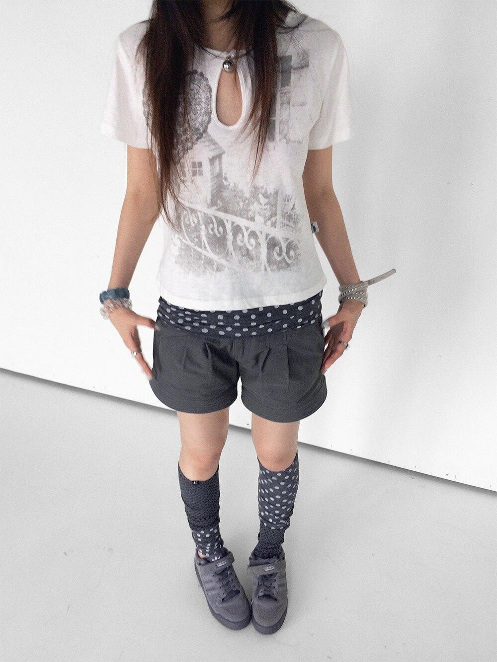 innomoood Gray Blue Polka Dot Patchwork Slouchy Women&