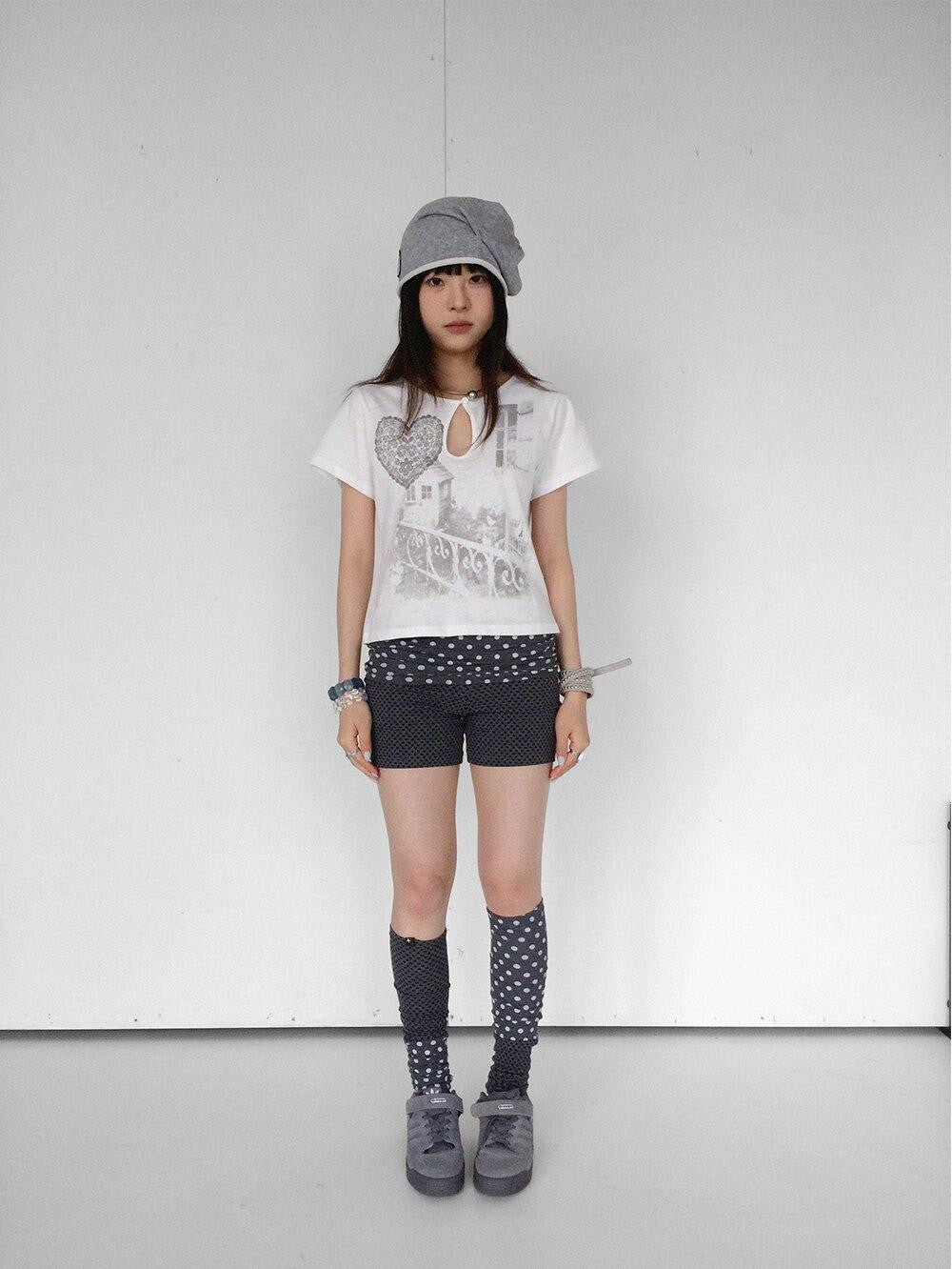innomoood Gray Blue Polka Dot Patchwork Slouchy Women&