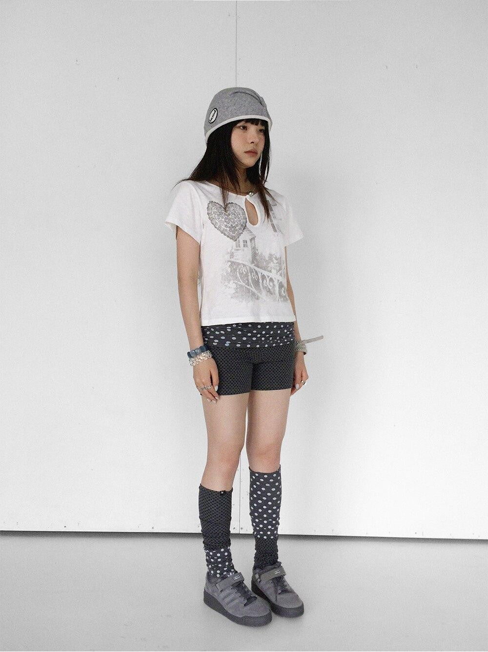 innomoood Gray Blue Polka Dot Patchwork Slouchy Women&