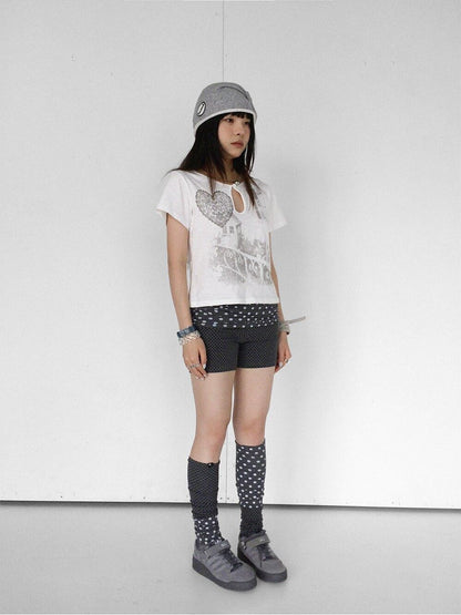 innomoood Gray Blue Polka Dot Patchwork Slouchy Women&