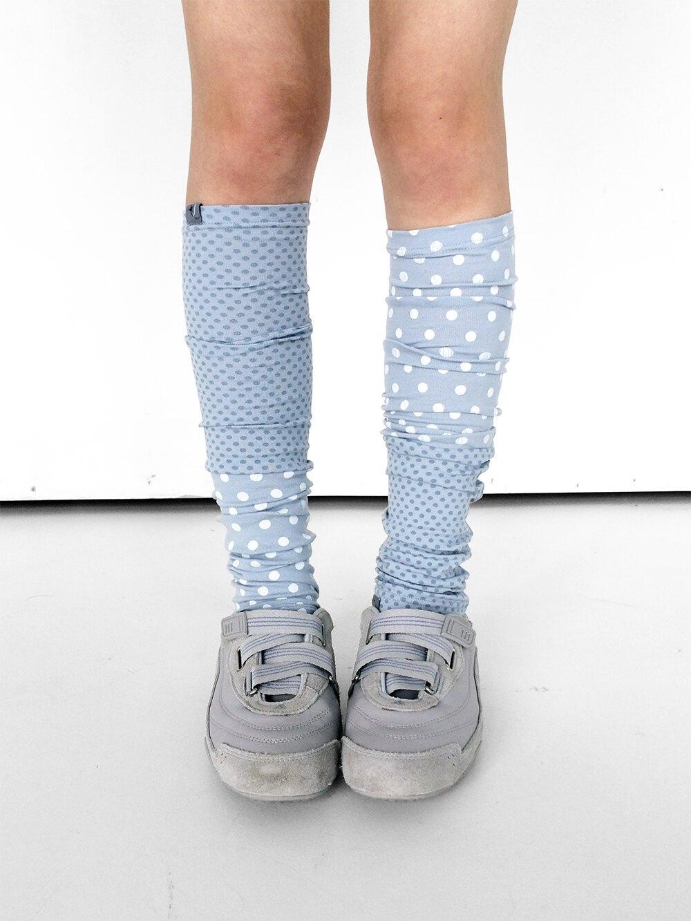 innomoood Gray Blue Polka Dot Patchwork Slouchy Women&