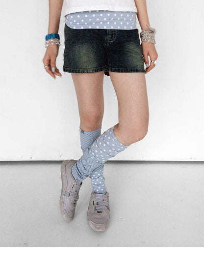 innomoood Gray Blue Polka Dot Patchwork Slouchy Women&