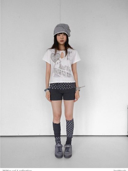 innomoood Gray Blue Polka Dot Patchwork Slouchy Women&