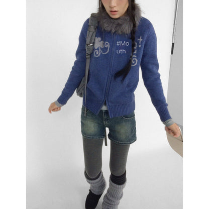 innomoood_Gray_Leaf_Jacquard_Zip_Detachable_Faux_Fur_Collar_Women&