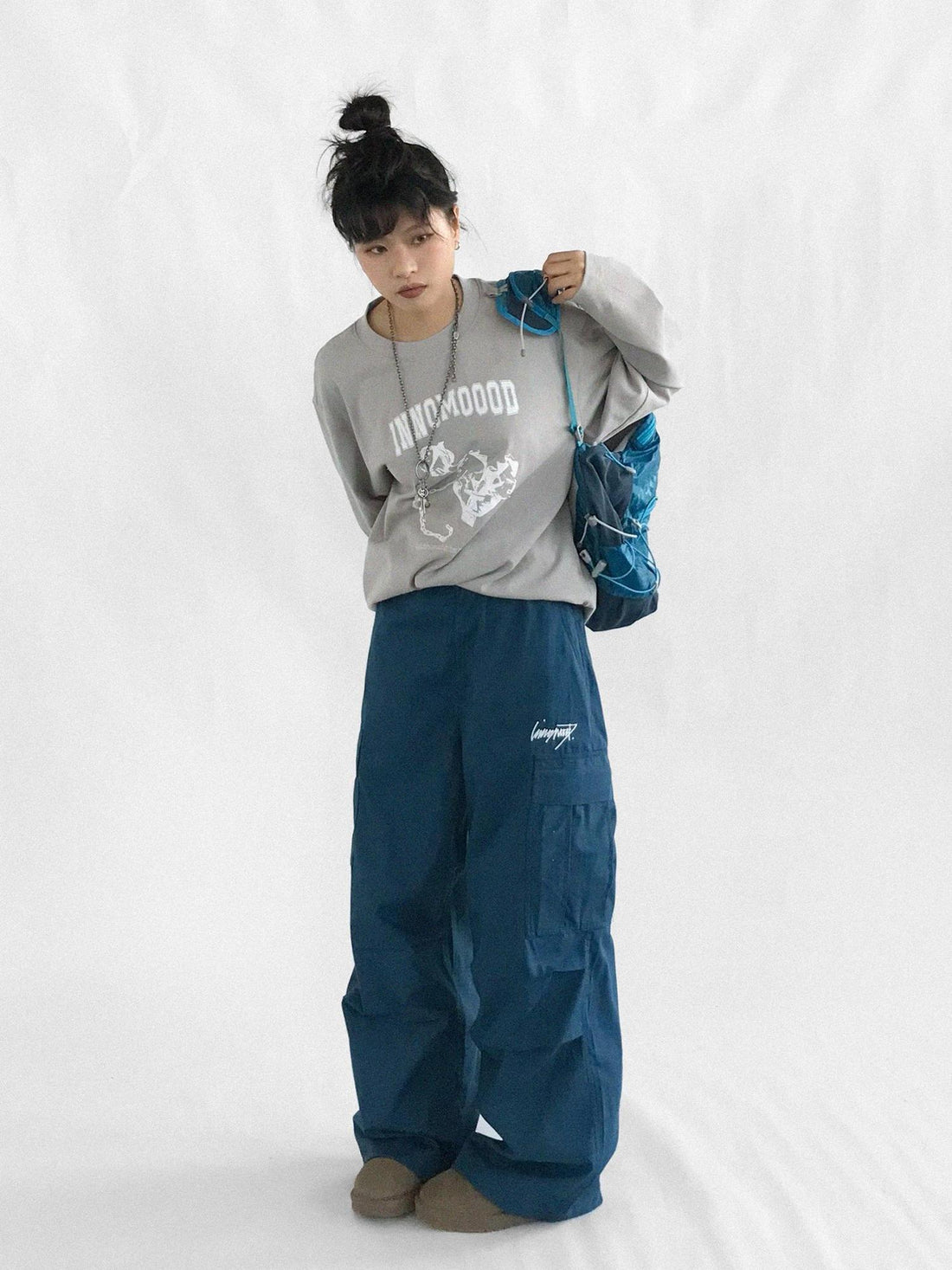 innomoood Heavy Duty Adjustable Cargo Parachute Pants