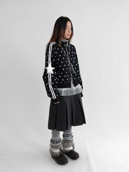 innomoood High Waist Pleated A Line Workwear Women Dark Gray Casual Midi Skirt