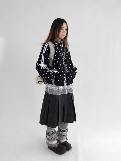 innomoood High Waist Pleated A Line Workwear Women Dark Gray Casual Midi Skirt