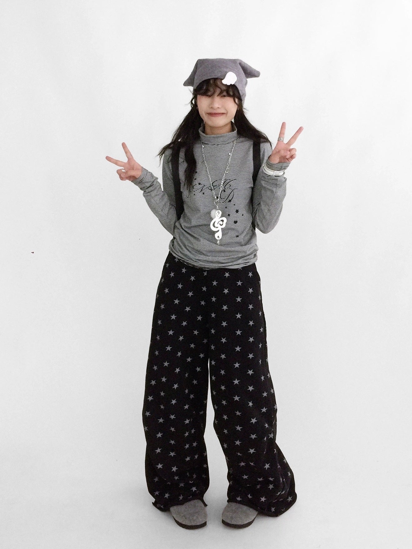 innomoood High Waist Wide Leg Cotton Loose Fit Women Commuter Office Long Pants