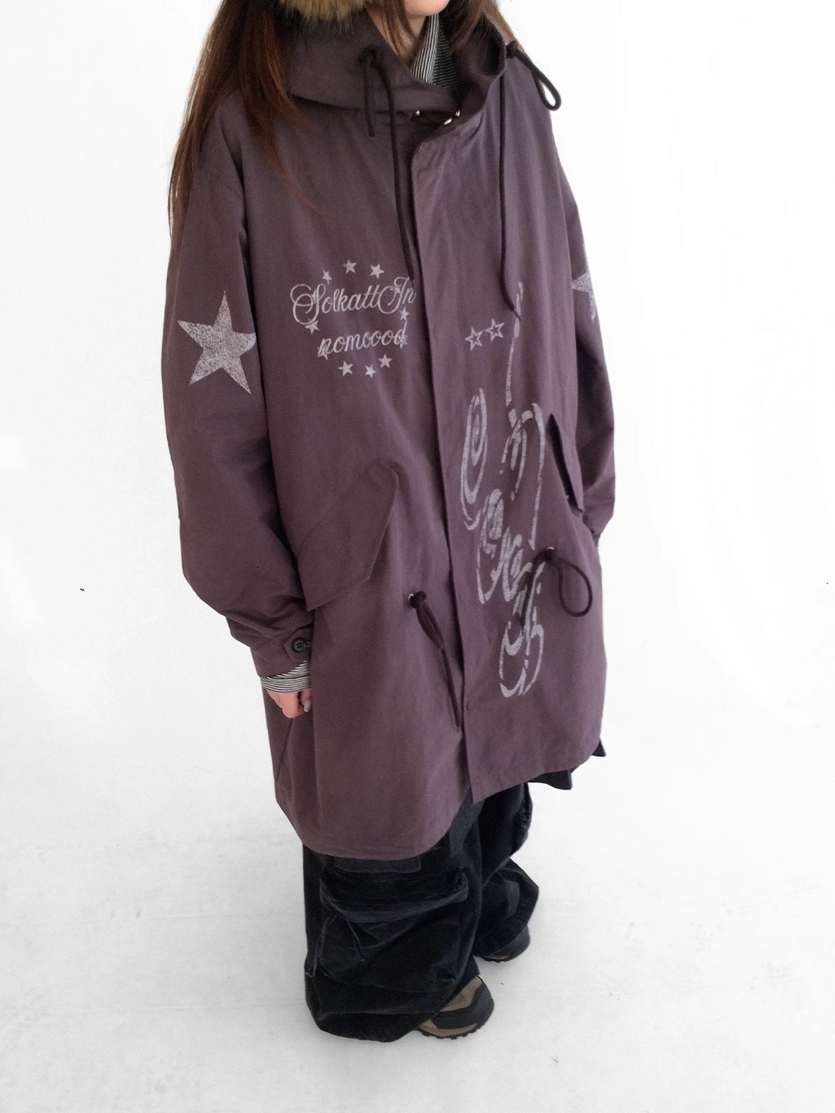 innomoood Insulated Polyester Loose Fit Hooded Midlength Commuter Women Zipper Coat