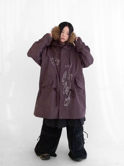 innomoood Insulated Polyester Loose Fit Hooded Midlength Commuter Women Zipper Coat