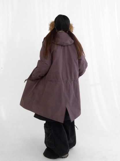 innomoood Insulated Polyester Loose Fit Hooded Midlength Commuter Women Zipper Coat