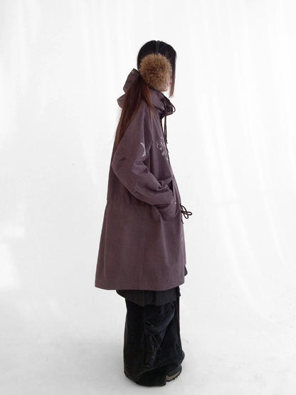 innomoood Insulated Polyester Loose Fit Hooded Midlength Commuter Women Zipper Coat