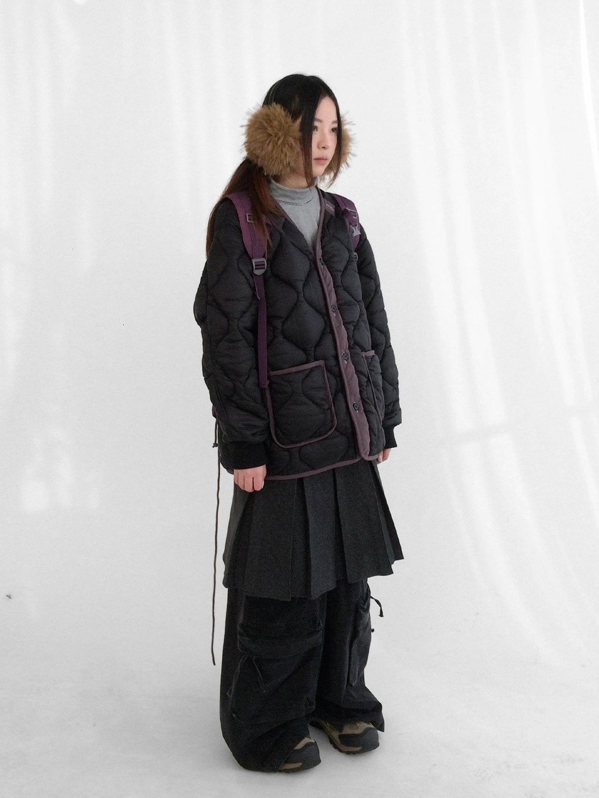 innomoood Insulated Polyester Loose Fit Hooded Midlength Commuter Women Zipper Coat