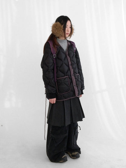 innomoood Insulated Polyester Loose Fit Hooded Midlength Commuter Women Zipper Coat