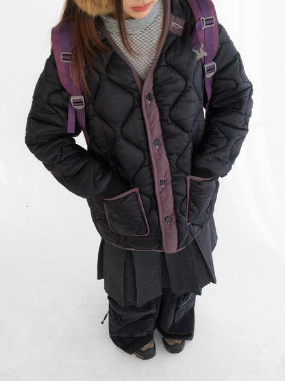 innomoood Insulated Polyester Loose Fit Hooded Midlength Commuter Women Zipper Coat