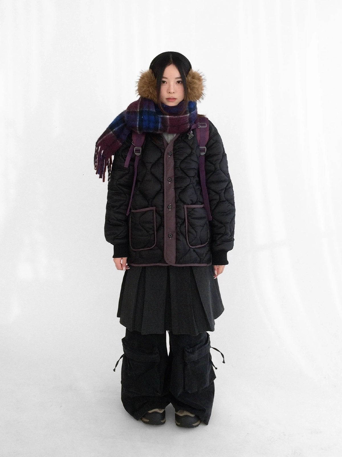 innomoood Insulated Polyester Loose Fit Hooded Midlength Commuter Women Zipper Coat