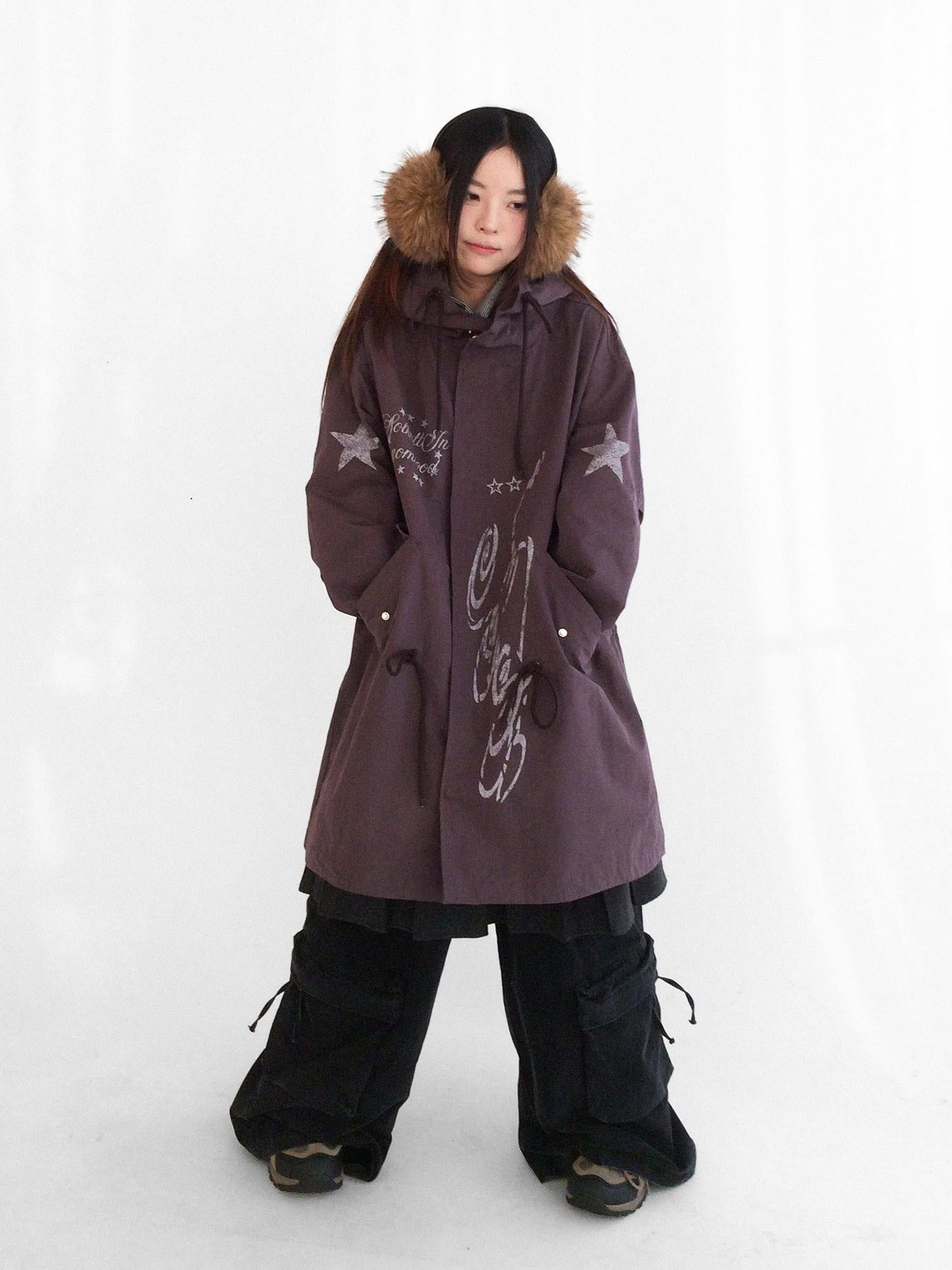 innomoood Insulated Polyester Loose Fit Hooded Midlength Commuter Women Zipper Coat