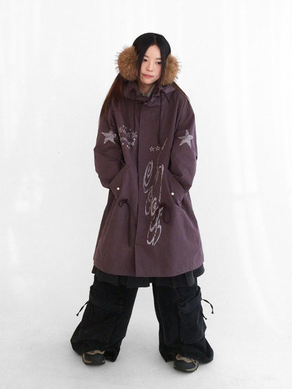 innomoood Insulated Polyester Loose Fit Hooded Midlength Commuter Women Zipper Coat