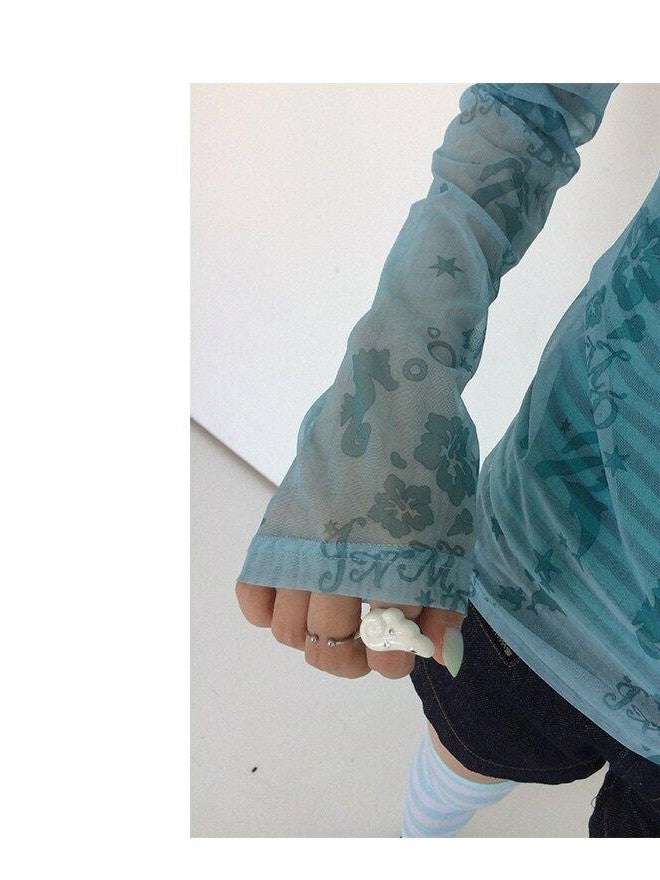 innomoood Island Green Dolphin Hibiscus Check Print Women&