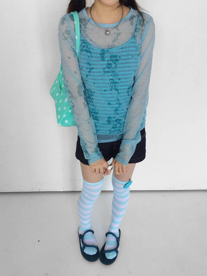 innomoood Island Green Dolphin Hibiscus Check Print Women&