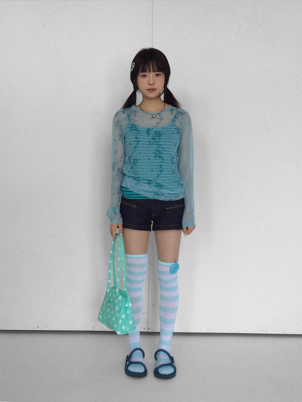 innomoood Island Green Dolphin Hibiscus Check Print Women&