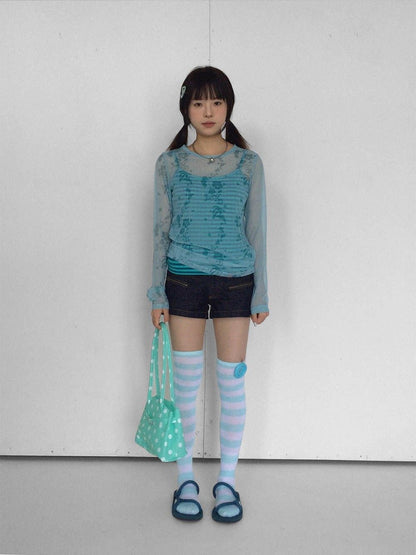 innomoood Island Green Dolphin Hibiscus Check Print Women&