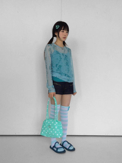 innomoood Island Green Dolphin Hibiscus Check Print Women&