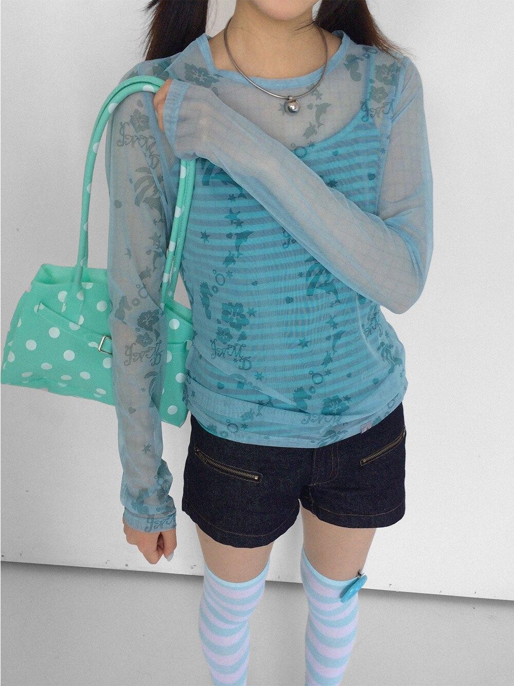 innomoood Island Green Dolphin Hibiscus Check Print Women&