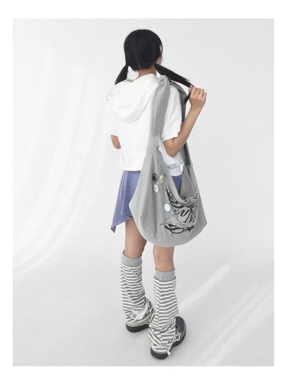 Knitted Dot Star Print Crossbody Bag Adjustable Strap