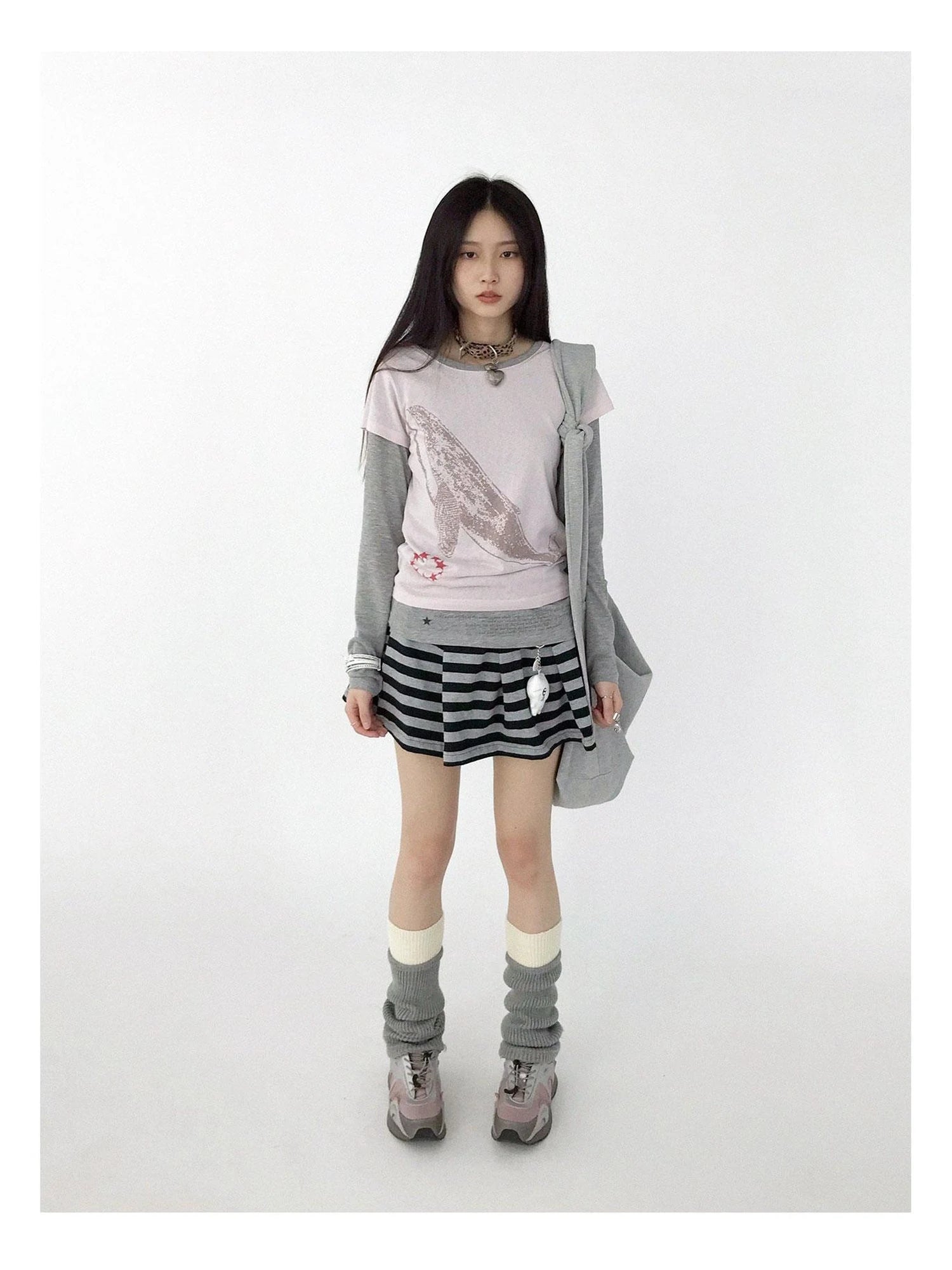 Knitted Dot Star Print Crossbody Bag Adjustable Strap