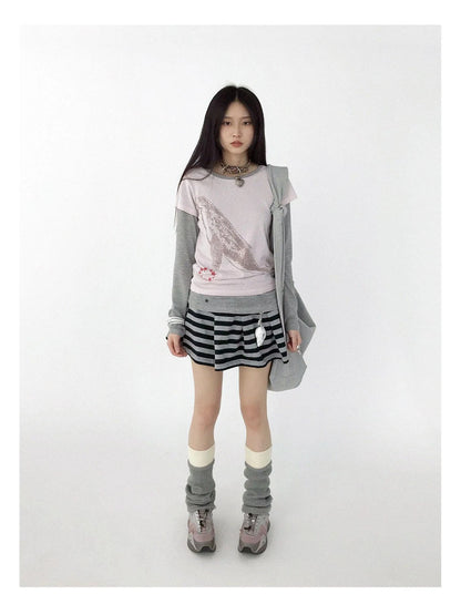 Knitted Dot Star Print Crossbody Bag Adjustable Strap