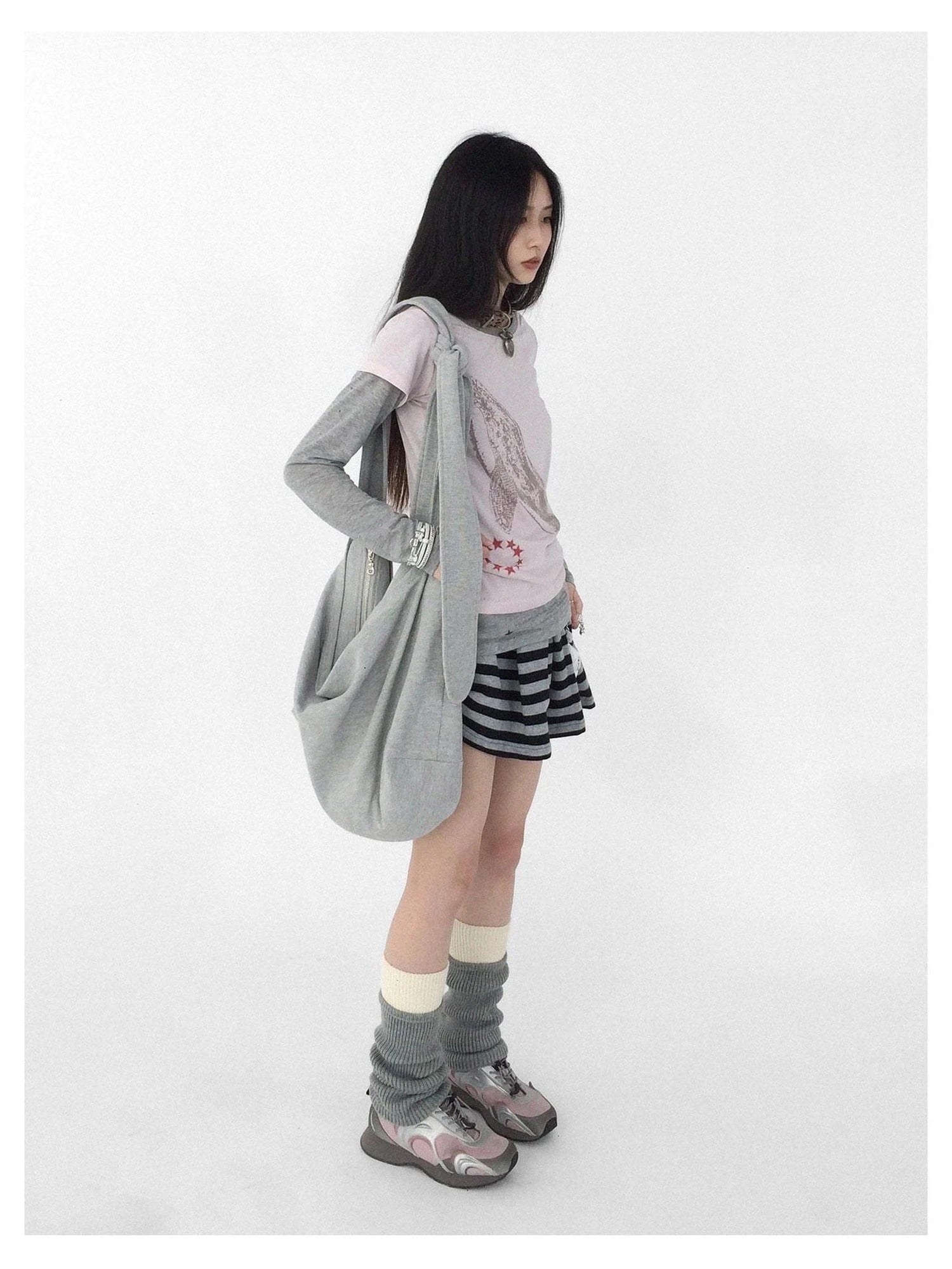 Knitted Dot Star Print Crossbody Bag Adjustable Strap