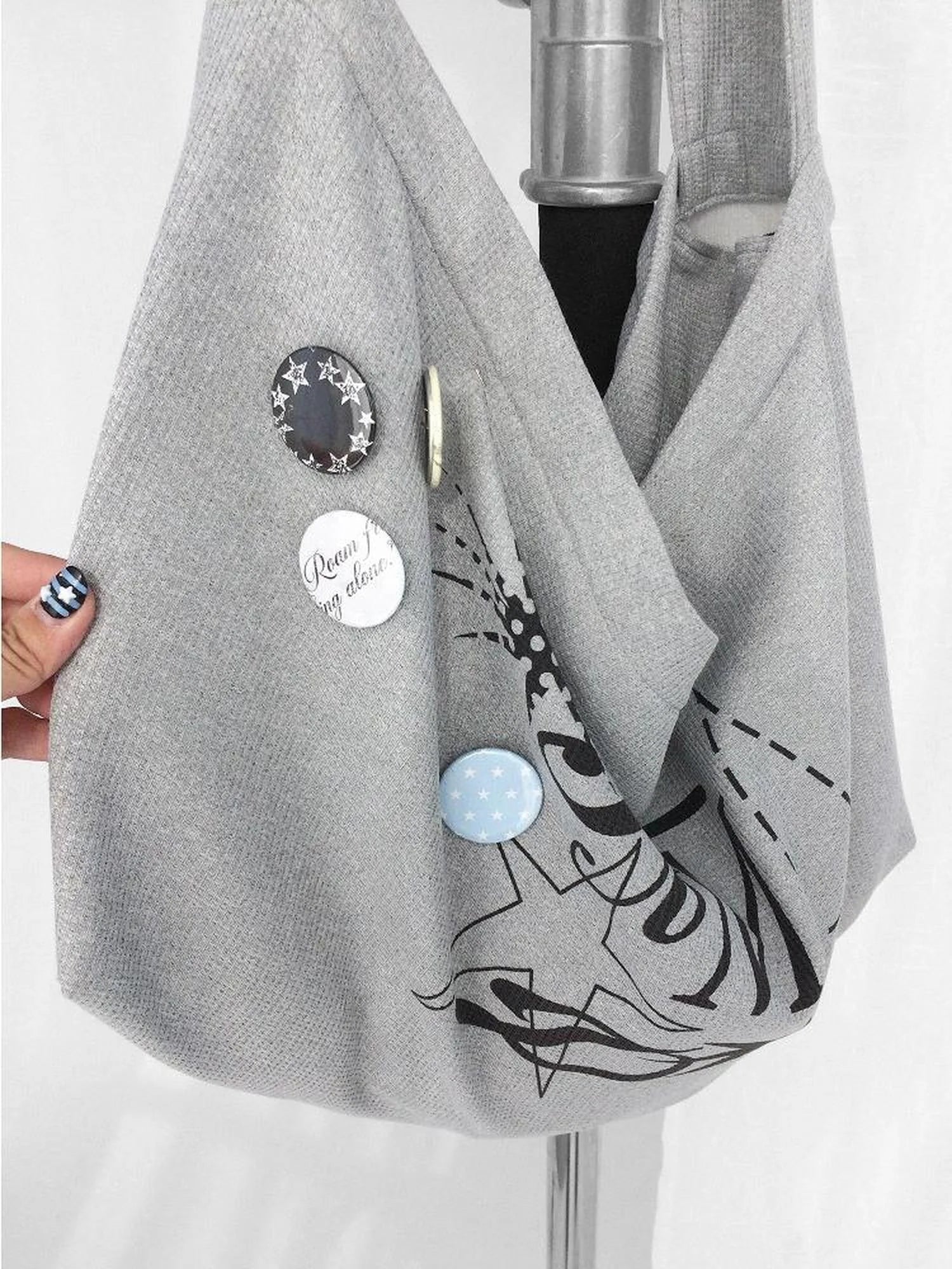 Knitted Dot Star Print Crossbody Bag Adjustable Strap