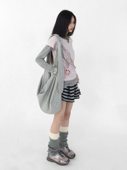 Knitted Dot Star Print Crossbody Bag Adjustable Strap