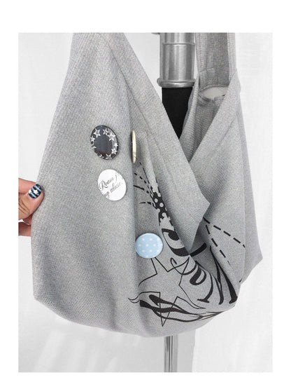 innomoood Knitted Dot Star Print Crossbody Bag Adjustable Strap