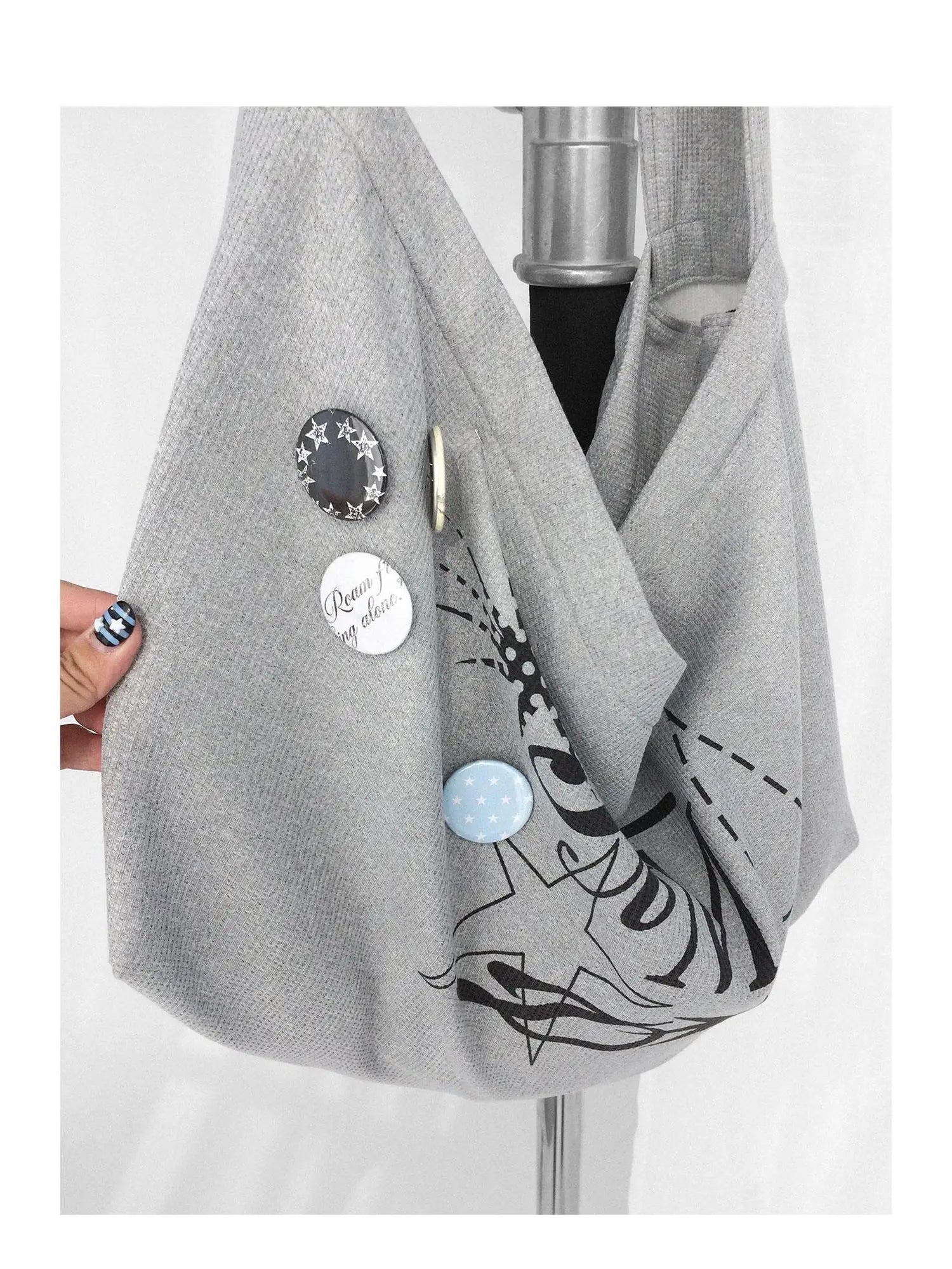 Knitted Dot Star Print Crossbody Bag Adjustable Strap