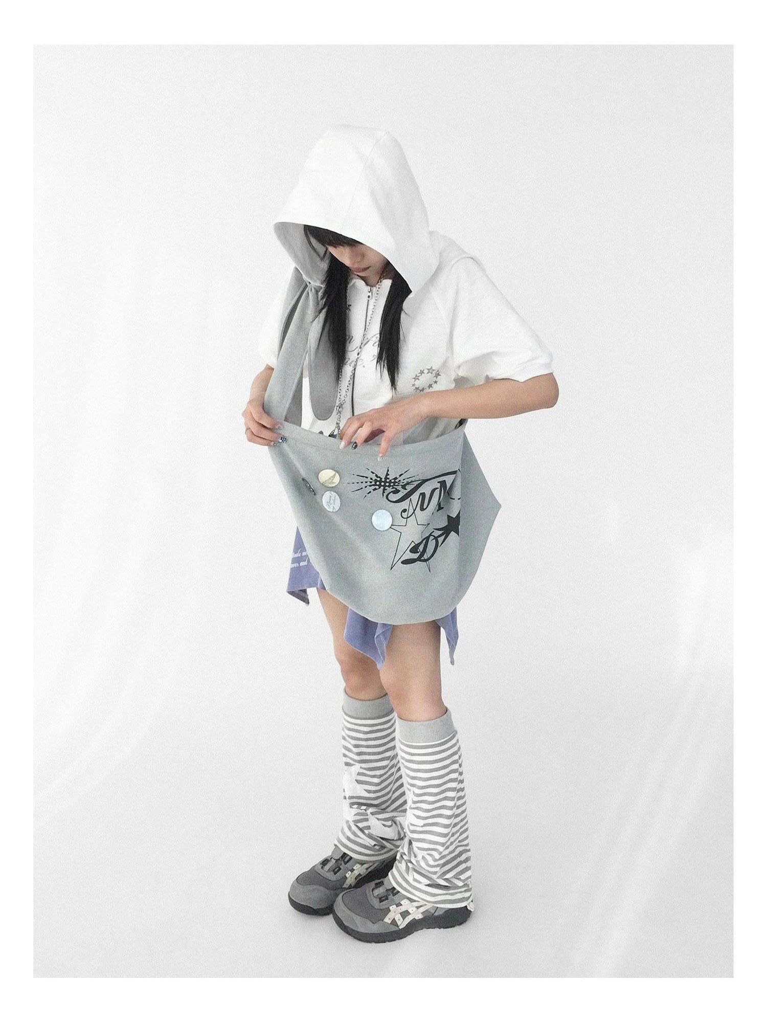 Knitted Dot Star Print Crossbody Bag Adjustable Strap