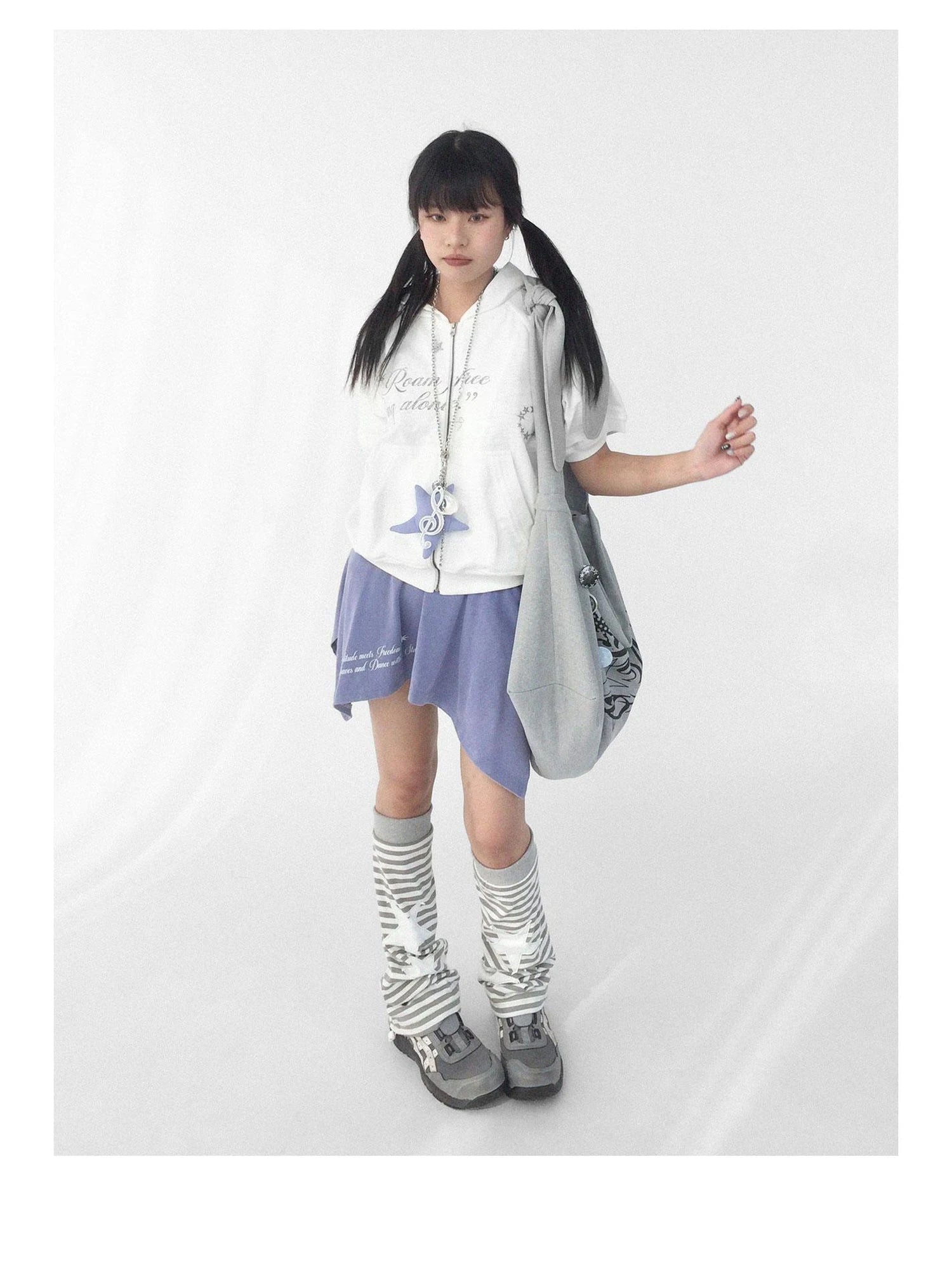 Knitted Dot Star Print Crossbody Bag Adjustable Strap