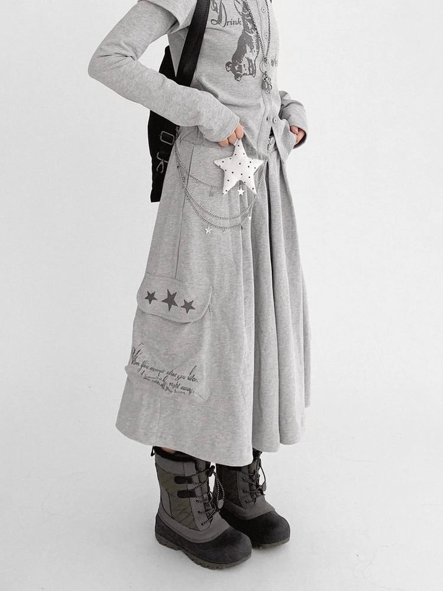 Knitted Skort With 3D Pocket And Print