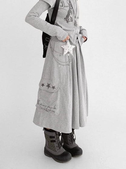 Knitted Skort With 3D Pocket And Print