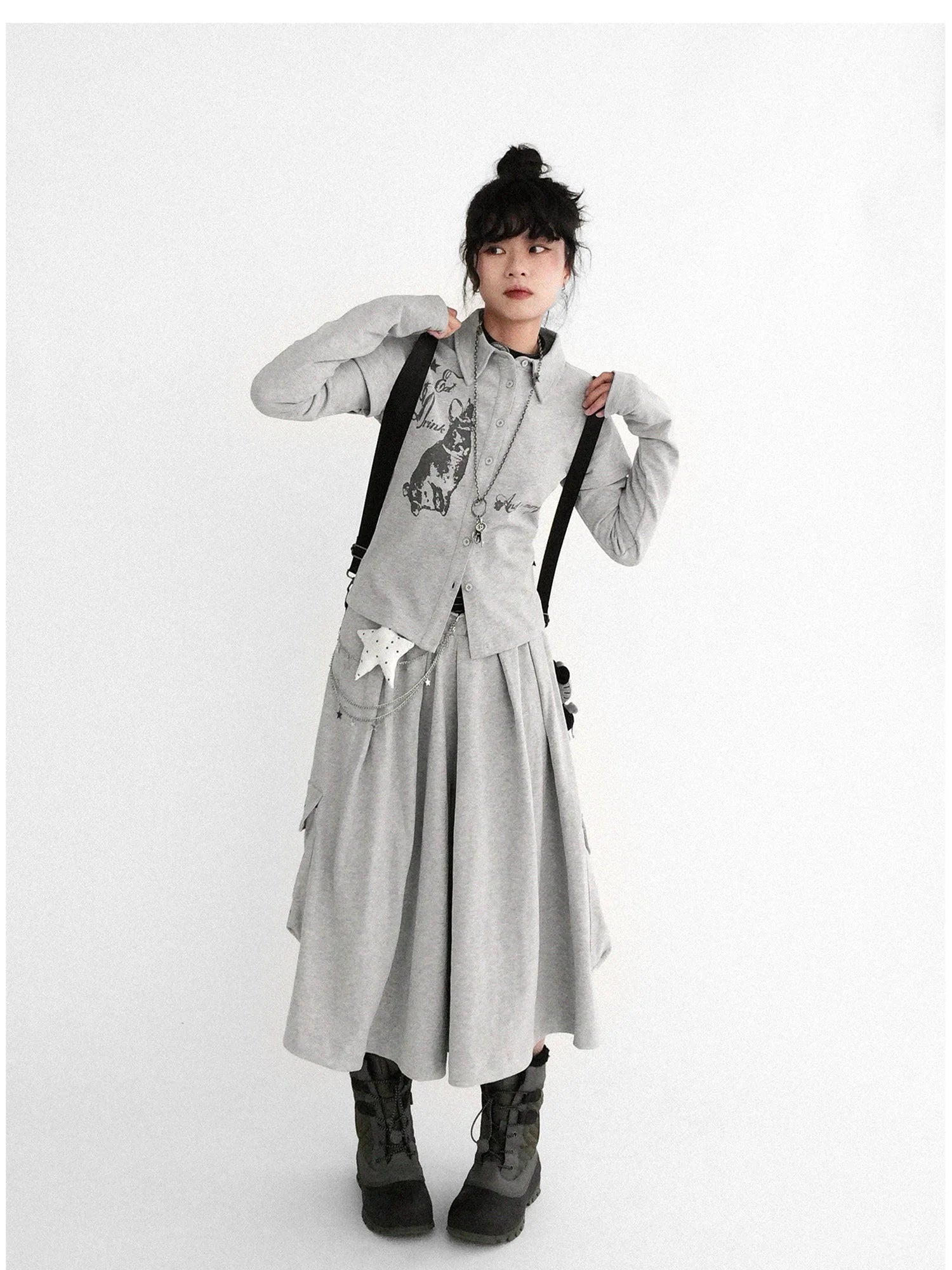 Knitted Skort With 3D Pocket And Print