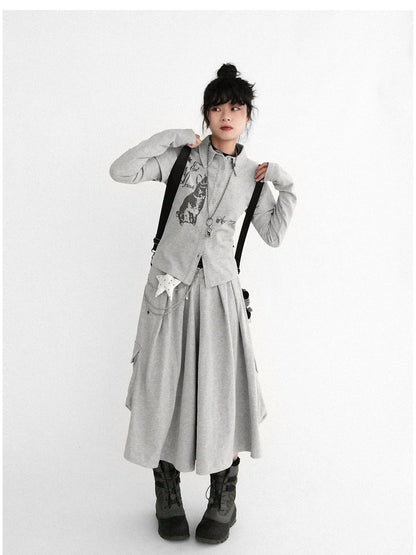 Knitted Skort With 3D Pocket And Print