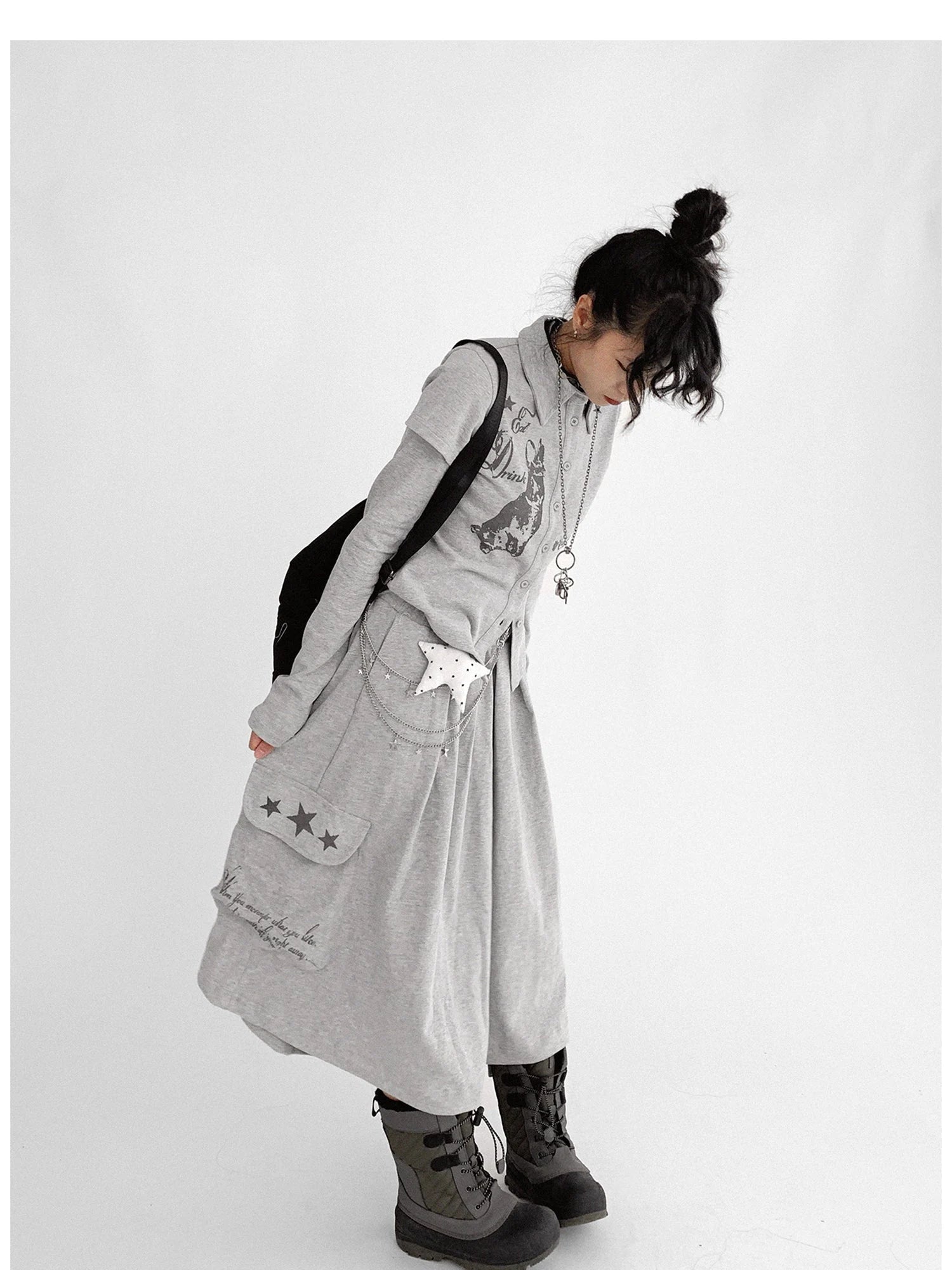 Knitted Skort With 3D Pocket And Print